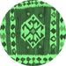 Round Southwestern Emerald Green Country Rug, con1152emgrn