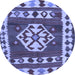 Round Southwestern Blue Country Rug, con1152blu