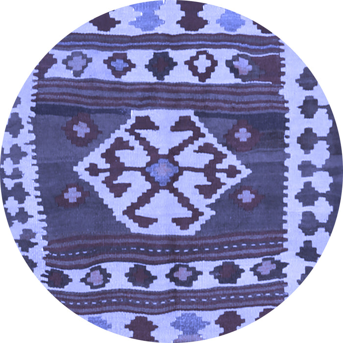 Round Machine Washable Southwestern Blue Country Rug, wshcon1152blu