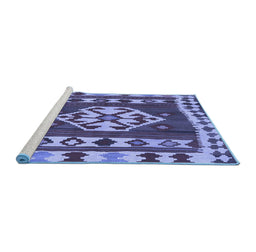 Sideview of Machine Washable Southwestern Blue Country Rug, wshcon1152blu