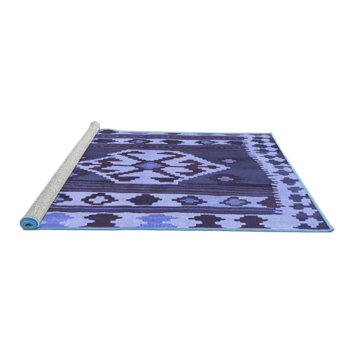 Sideview of Machine Washable Southwestern Blue Country Rug, wshcon1152blu