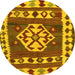 Round Southwestern Yellow Country Rug, con1152yw