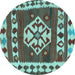 Round Southwestern Light Blue Country Rug, con1152lblu