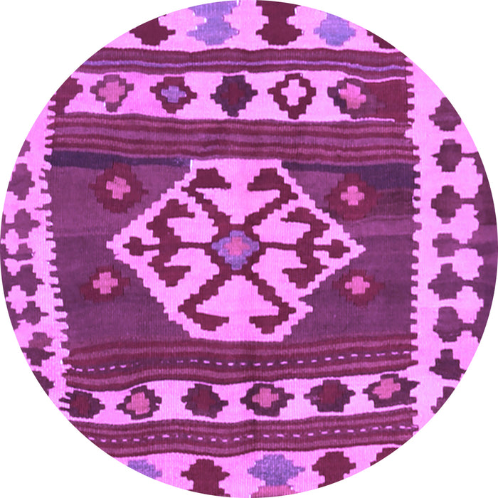 Round Machine Washable Southwestern Purple Country Area Rugs, wshcon1152pur