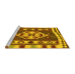 Sideview of Machine Washable Southwestern Yellow Country Rug, wshcon1152yw