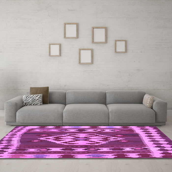 Machine Washable Southwestern Purple Country Area Rugs in a Living Room, wshcon1152pur