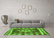 Machine Washable Southwestern Green Country Area Rugs in a Living Room,, wshcon1152grn