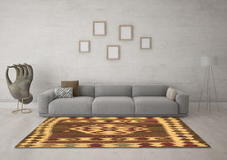 Machine Washable Southwestern Brown Country Rug in a Living Room,, wshcon1152brn