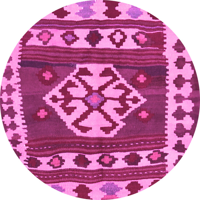 Round Machine Washable Southwestern Pink Country Rug, wshcon1152pnk