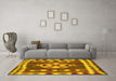 Machine Washable Southwestern Yellow Country Rug in a Living Room, wshcon1152yw