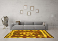 Machine Washable Southwestern Yellow Country Rug, wshcon1152yw