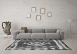Machine Washable Southwestern Gray Country Rug in a Living Room,, wshcon1152gry