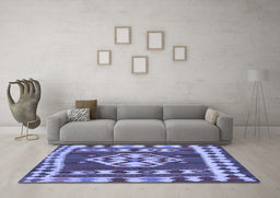 Machine Washable Southwestern Blue Country Rug in a Living Room, wshcon1152blu