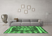 Machine Washable Southwestern Emerald Green Country Area Rugs in a Living Room,, wshcon1152emgrn