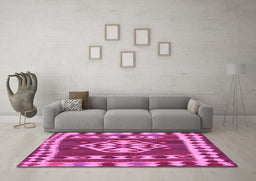 Machine Washable Southwestern Pink Country Rug in a Living Room, wshcon1152pnk