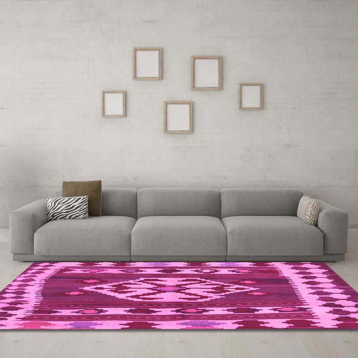 Machine Washable Southwestern Pink Country Rug in a Living Room, wshcon1152pnk