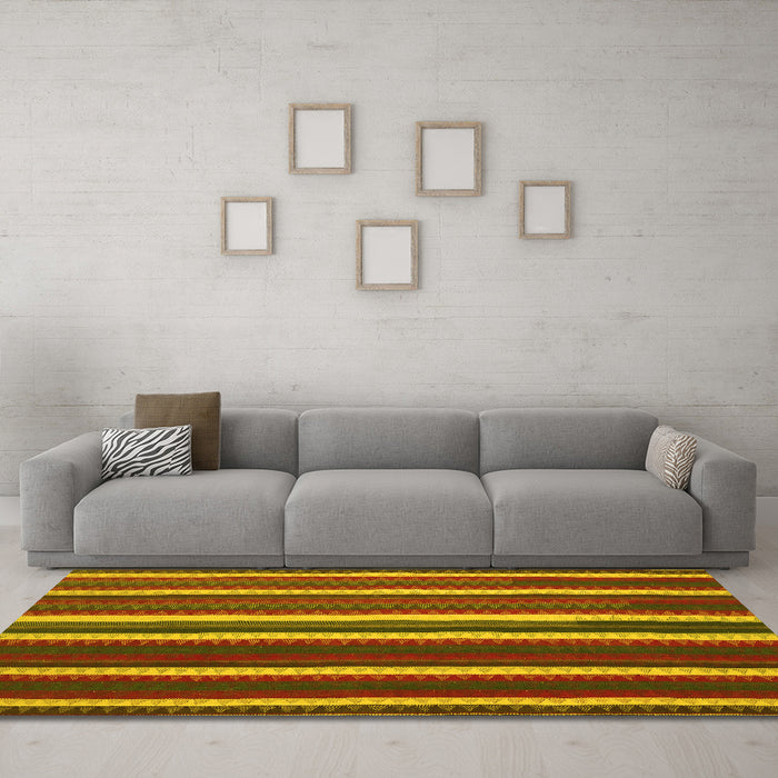 Machine Washable Abstract Yellow Contemporary Rug in a Living Room, wshcon1153yw
