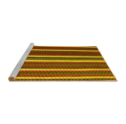 Sideview of Machine Washable Abstract Yellow Contemporary Rug, wshcon1153yw