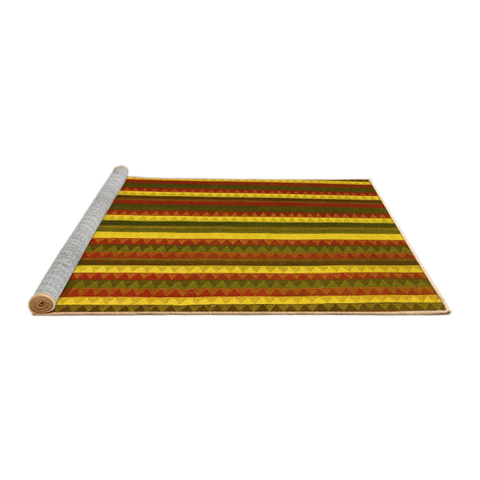 Sideview of Machine Washable Abstract Yellow Contemporary Rug, wshcon1153yw