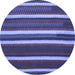Round Abstract Blue Contemporary Rug, con1153blu