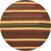 Round Abstract Brown Contemporary Rug, con1153brn