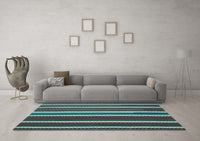 Machine Washable Abstract Light Blue Contemporary Rug, wshcon1153lblu