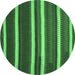 Round Abstract Emerald Green Contemporary Rug, con1153emgrn