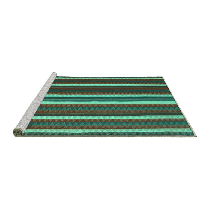 Sideview of Machine Washable Abstract Turquoise Contemporary Area Rugs, wshcon1153turq
