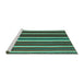 Sideview of Machine Washable Abstract Turquoise Contemporary Area Rugs, wshcon1153turq