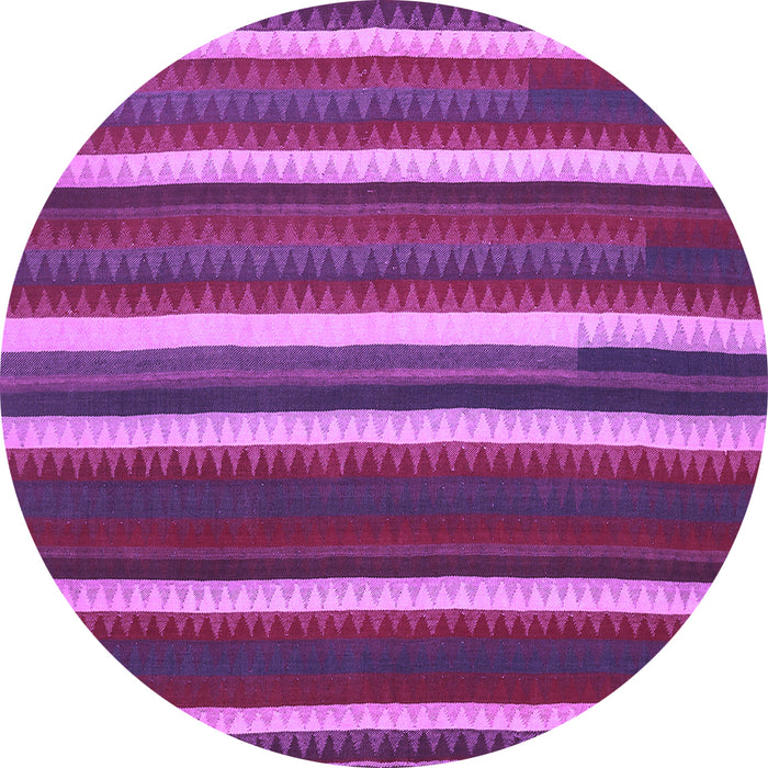 Round Machine Washable Abstract Purple Contemporary Area Rugs, wshcon1153pur
