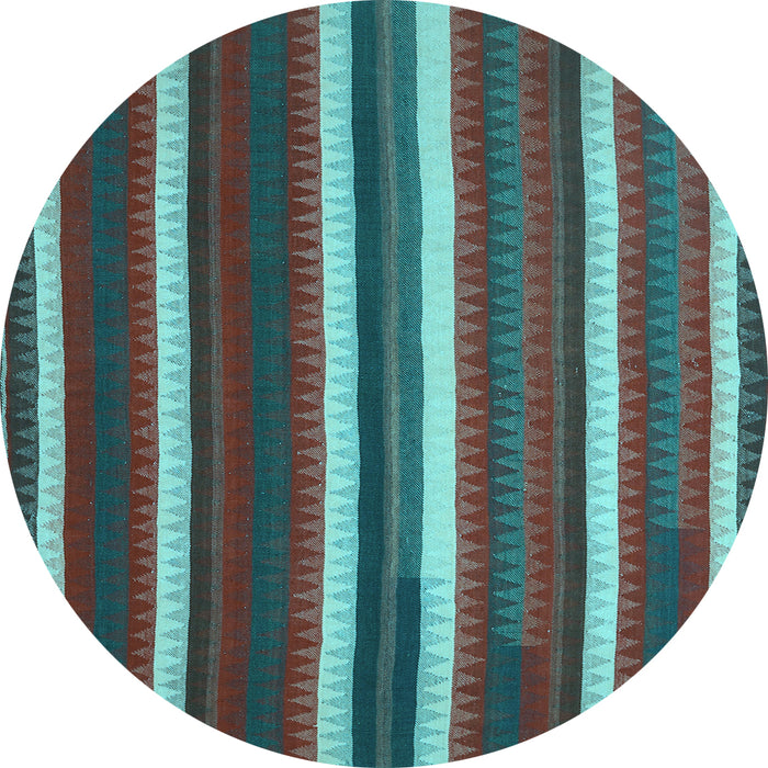 Round Abstract Light Blue Contemporary Rug, con1153lblu