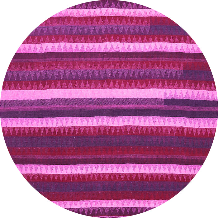 Round Abstract Pink Contemporary Rug, con1153pnk