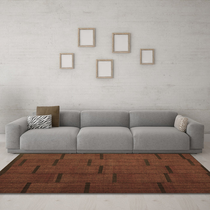 Machine Washable Abstract Brown Contemporary Rug in a Living Room,, wshcon1154brn