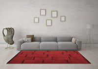 Machine Washable Abstract Red Contemporary Rug, wshcon1154red