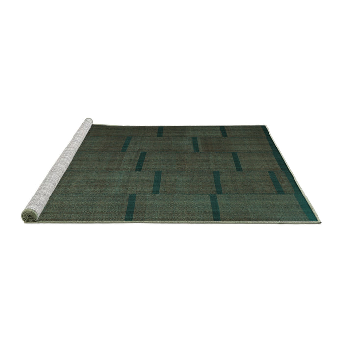 Sideview of Machine Washable Abstract Turquoise Contemporary Area Rugs, wshcon1154turq