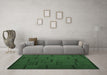 Machine Washable Abstract Emerald Green Contemporary Area Rugs in a Living Room,, wshcon1154emgrn