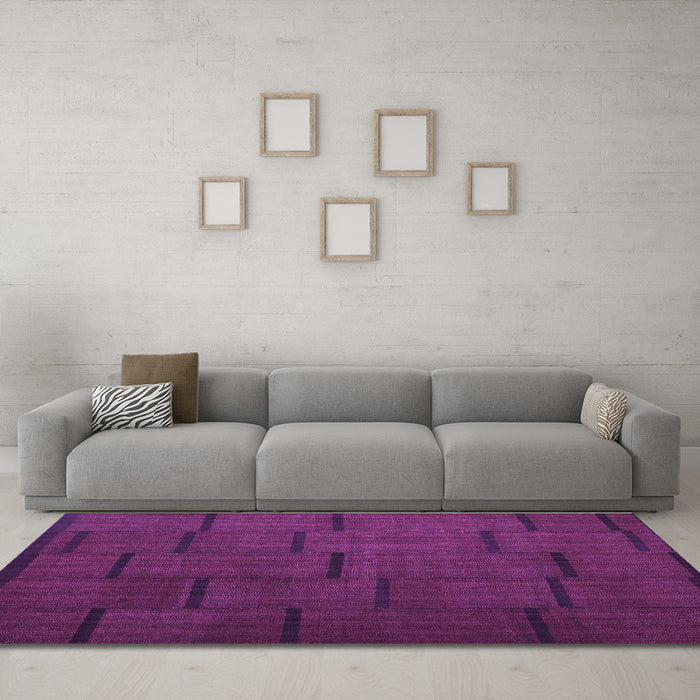 Machine Washable Abstract Purple Contemporary Area Rugs in a Living Room, wshcon1154pur