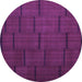 Round Abstract Purple Contemporary Rug, con1154pur