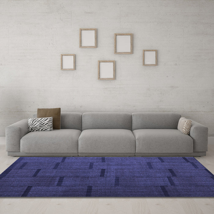 Machine Washable Abstract Blue Contemporary Rug in a Living Room, wshcon1154blu