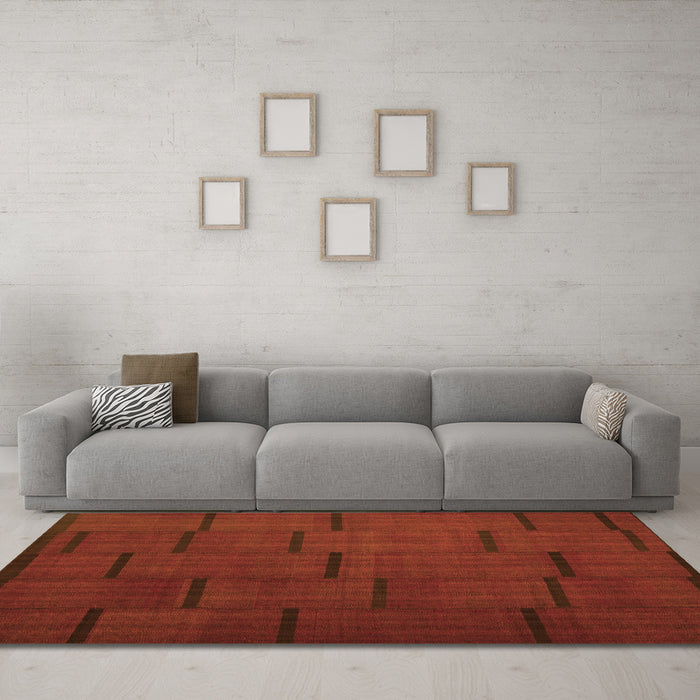 Machine Washable Abstract Orange Contemporary Area Rugs in a Living Room, wshcon1154org