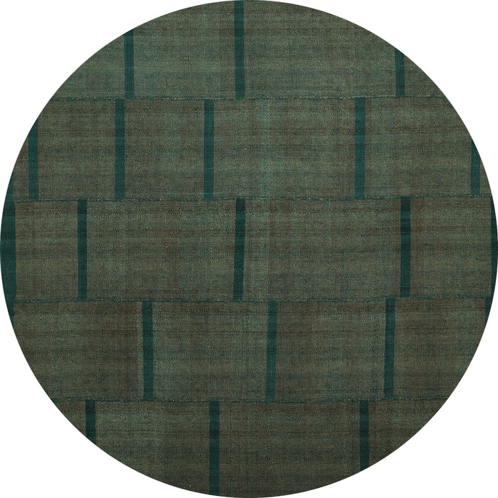 Round Abstract Turquoise Contemporary Rug, con1154turq