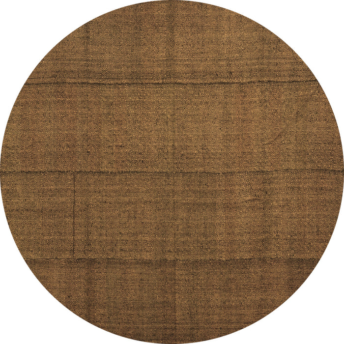 Round Abstract Brown Contemporary Rug, con1155brn
