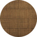 Round Abstract Brown Contemporary Rug, con1155brn