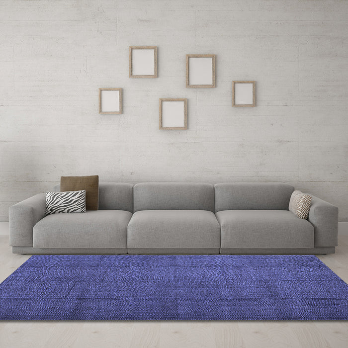 Machine Washable Abstract Blue Contemporary Rug in a Living Room, wshcon1155blu