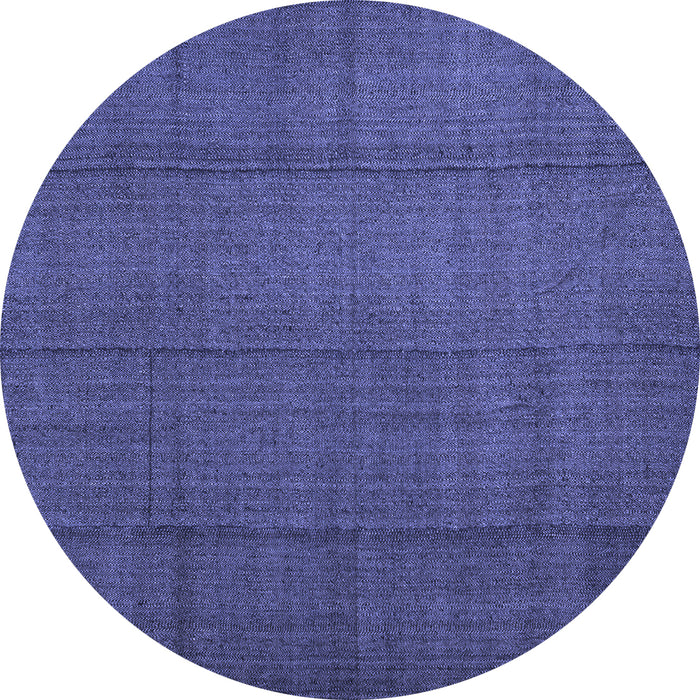 Round Abstract Blue Contemporary Rug, con1155blu