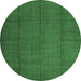 Round Abstract Emerald Green Contemporary Rug, con1155emgrn