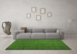 Machine Washable Abstract Green Contemporary Area Rugs in a Living Room,, wshcon1155grn