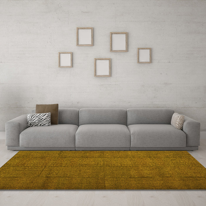 Machine Washable Abstract Yellow Contemporary Rug in a Living Room, wshcon1155yw