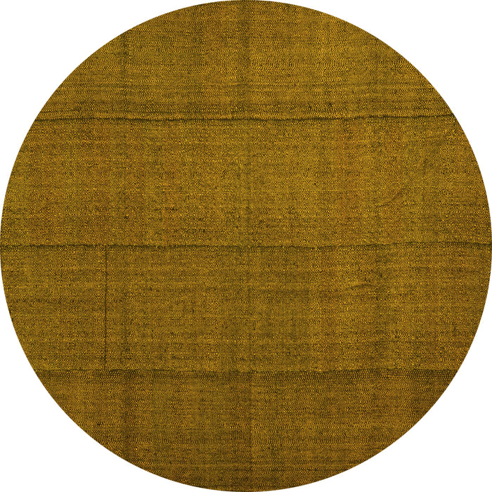 Round Machine Washable Abstract Yellow Contemporary Rug, wshcon1155yw