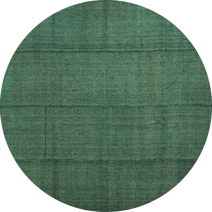 Round Abstract Turquoise Contemporary Rug, con1155turq